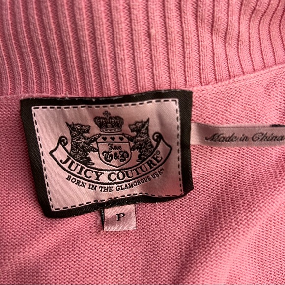 Juicy couture cardigan pink gold emblem wrap sweater snap buttons pink silver - Picture 8 of 11